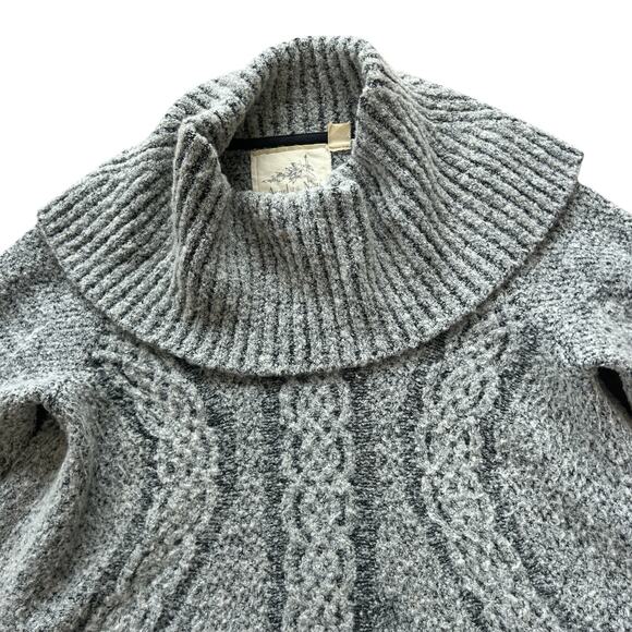 Angel‎ Of The North Wool Cable Knit Sweater Med Gray Cabincore Fair Isle Cozy - Picture 4 of 14